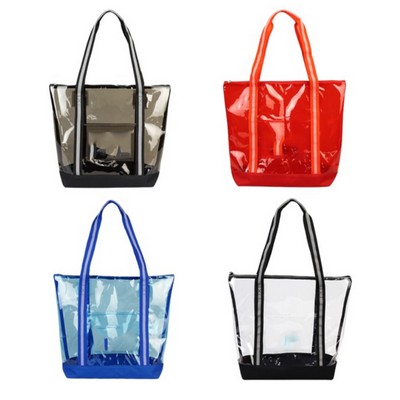 Clear PVC Tote Bag with One-Color Screen Print