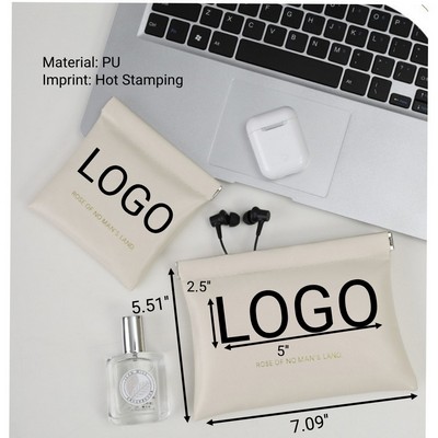 Minimalist Closure PU Mini Headphone Storage Bag 7"x 6"