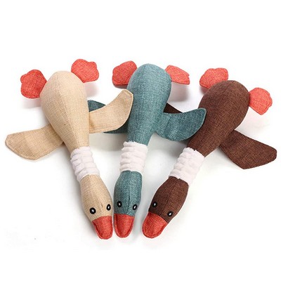 13" Hilariously Shreddable Cotton Pet Toy Squeaky Goose