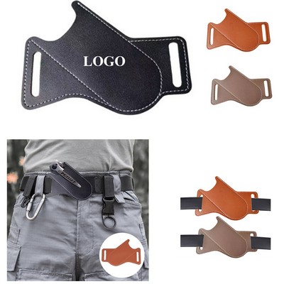 PU Leather Waist Mounted EDC Folding Knife Sheath