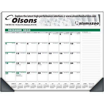 Deskmate Desk Pad Calendar w/Corners - Green & Black Pad