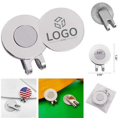 1.26" Golf Hat Clip, Silver Blank Magnetic Plate System