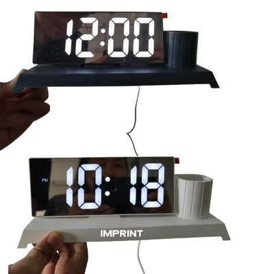 Desk Organizer With Clock Pen Holder