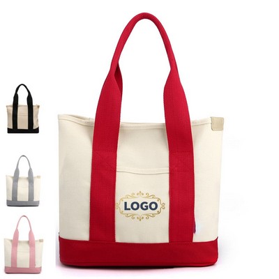Two-Tone Cotton Canvas Tote Bag