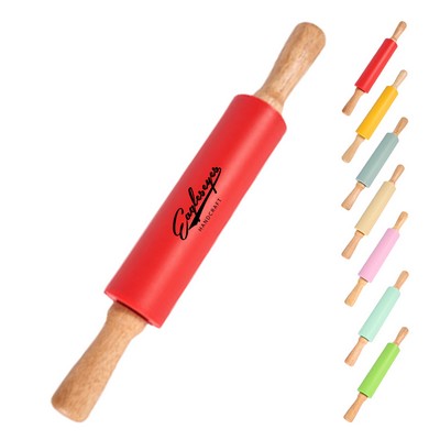 Silicone Rolling Pin with Wood Handle