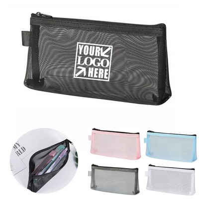 Large-capacity Nylon Mesh Stationery Pen Bag