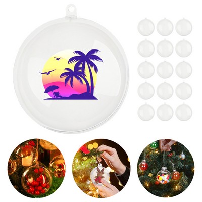 4" Clear Plastic Fillable Christmas Ball Ornaments