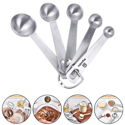 5-Piece Stainless Steel Measuring Spoon and Cup Set for Kitchen Baking Cooking with Scale and Clip