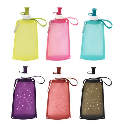 Collapsible Silicone Water Bottles, Portable Folding Bottle with Carabiner Reusable Drinking Bottle