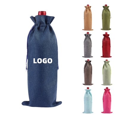 Burlap Wine Bag With Drawstring