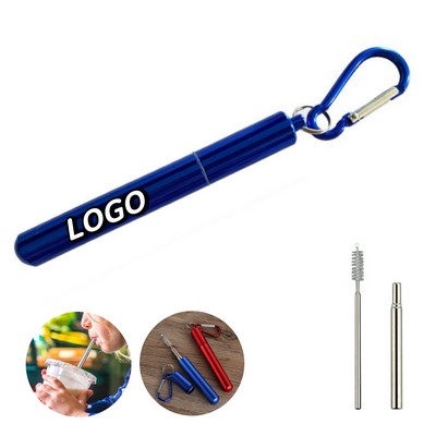 Retractable Stainless Steel Straw With Cleaning Kit