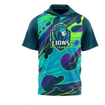 UPF DriFit Sublimated Short Sleeve Hooded T-Shirt Unisex