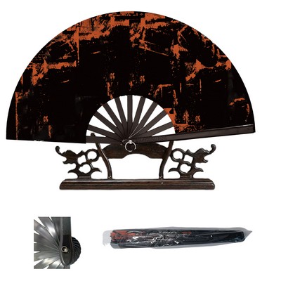 Large Folding Hand Fan With Ring