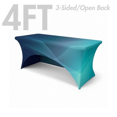 4' Spandex Stretch Table Cover, 3-Sided/Open Back