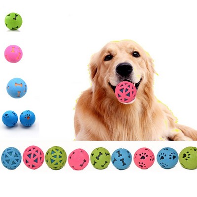 Glowing Sound Making Chew Bone TPR Dog Toy Ball