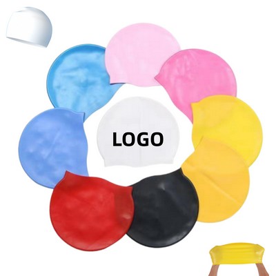 Waterproof Solid Color Silicone Swim Cap