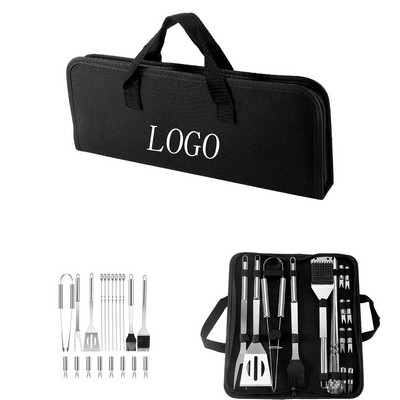 20-Piece Stainless Steel Outdoor Barbecue Tool Set
