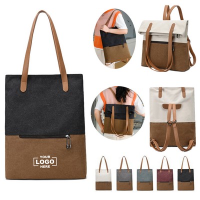 Convertible Canvas Tote Backpack Handbag