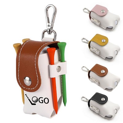 Leather Golf Ball Waist Bag With Clip