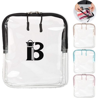 PVC Waterproof Clear Double Zipper Cosmetic Bag