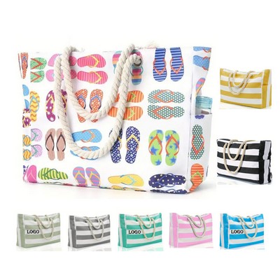 Colorful Flip Flop Print Beach Tote Bag