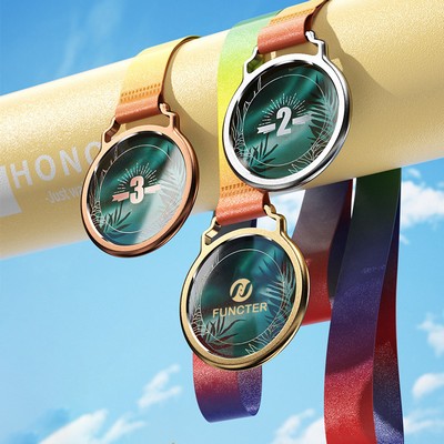 Metal-Edged Round Crystal Competition Medal