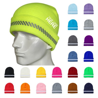 Knit Acrylic Safety Visibility Beanie