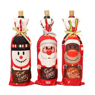 Christmas Wine Bottle Drawstring Cover
