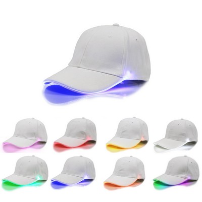 LED lighting Striped Cotton White Baseball Cap
