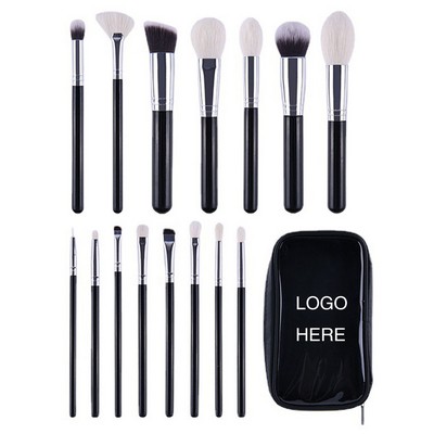 Professional 15 Piece Natural Hair Makeup Brush Set With Bag