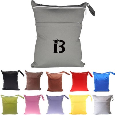 Baby Cloth Diaper Wet/Dry Bags with Two Zippered Pockets