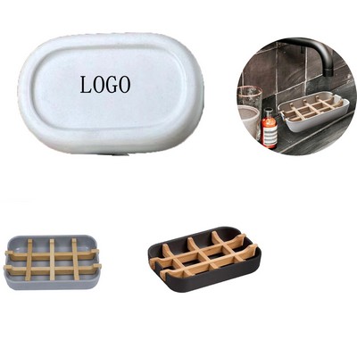 Bamboo Fiber Soap Holder and Dish Set for Kitchen Bathroom