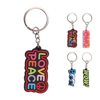 2"x1" Full Color Custom Shape Soft Pvc Keychain Fob Charms
