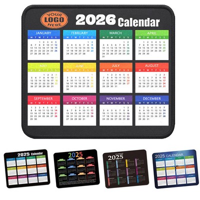 Custom Calendar Mouse Pad With Stitched Edge