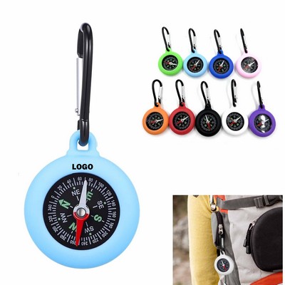Silicone Carabiner Compass Keychain