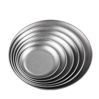 9.3" Vintage Stainless Steel Round Tray