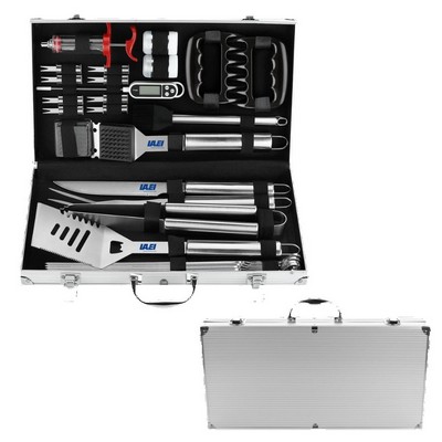 26-Piece BBQ Grill Accessories Set in Aluminum Case