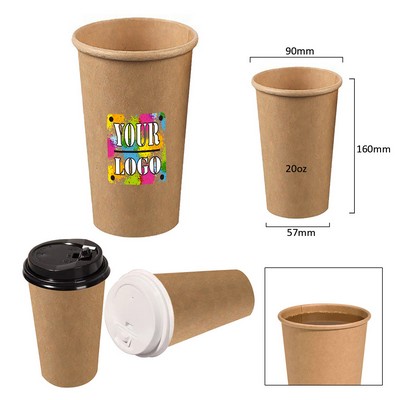 20 Oz. Kraft Paper Cups With Lids