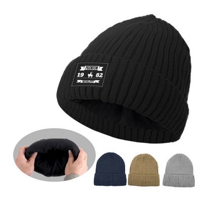 Winter Ribbed Cuffed Knit Beanie
