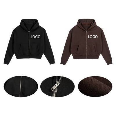 Short Zipper Hoodie Sweatshirt