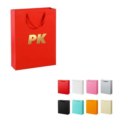 Luxury Matte Paper Tote Bag with Satin Ribbon Handles