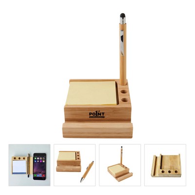 Custom Bamboo Desk Organizer with Phone Holder
