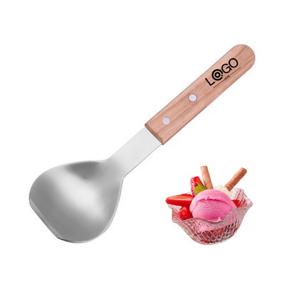 Ice Cream Spoon W/ Wooden Handle