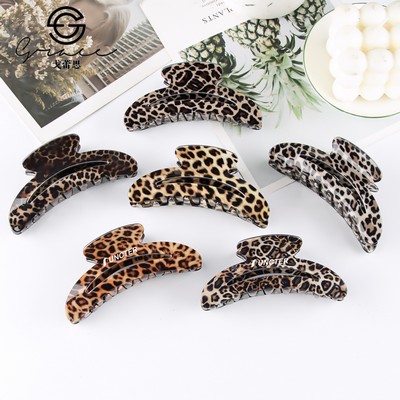 4.1" L Large Hair Clips Strong Hold Leopard Print Hair Barrettes