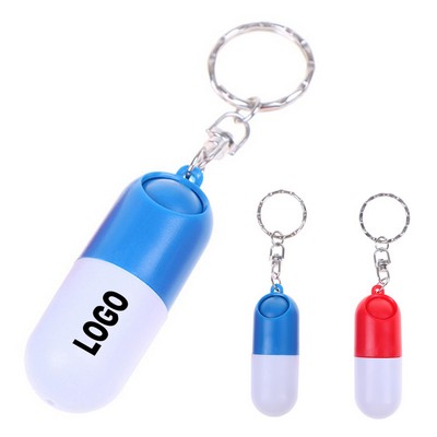 Capsule Shaped Pill Box With Keyring