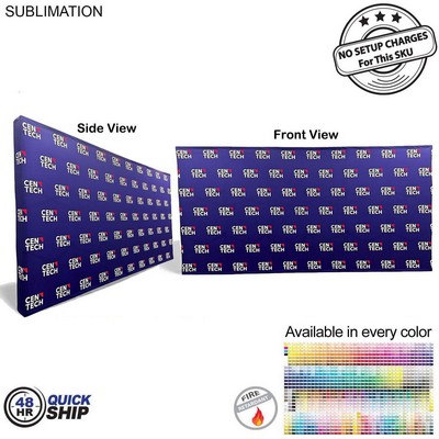 48Hr Quick Ship - 15' Straight Wall Full Height Tension Fabric Pop-up Display Kit with Wrap End Caps