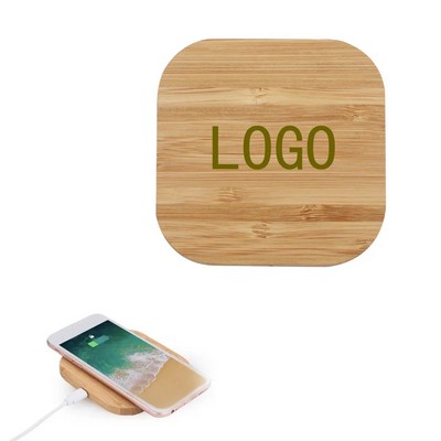 10W Square Bamboo Wireless Charger
