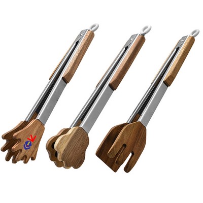 Acacia Wood Food Tongs for Kitchen