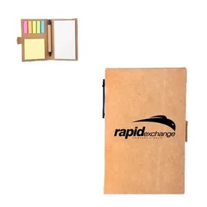 5.9"x3.9"Custom Kraft Paper Cover Sticky Notebook W/ Pen