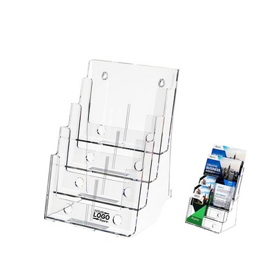 4-Tier Clear Acrylic Brochure Display Stand